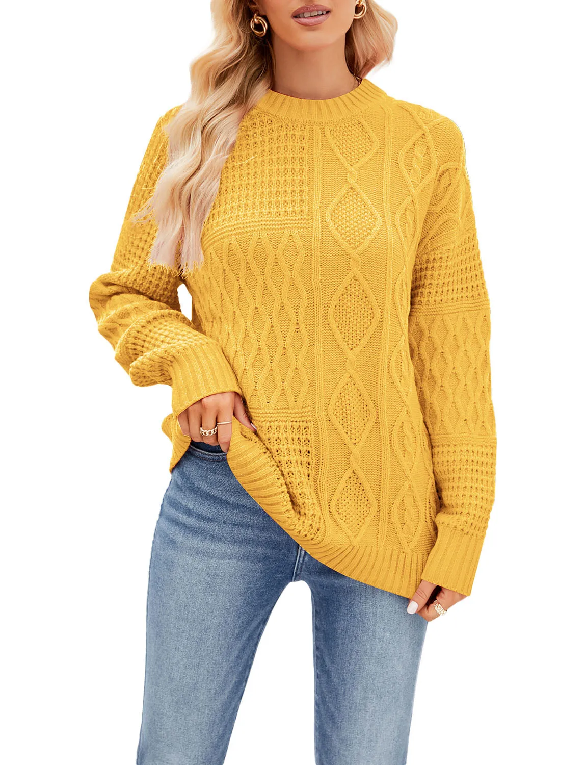 iB-iP Women's Cozy Casual Top Long Sleeve Lightweight Soft Pullover Sweater