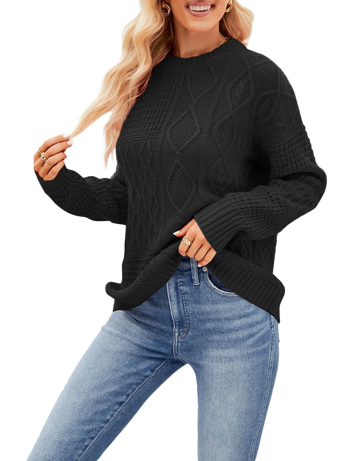 iB-iP Women's Cozy Casual Top Long Sleeve Lightweight Soft Pullover Sweater