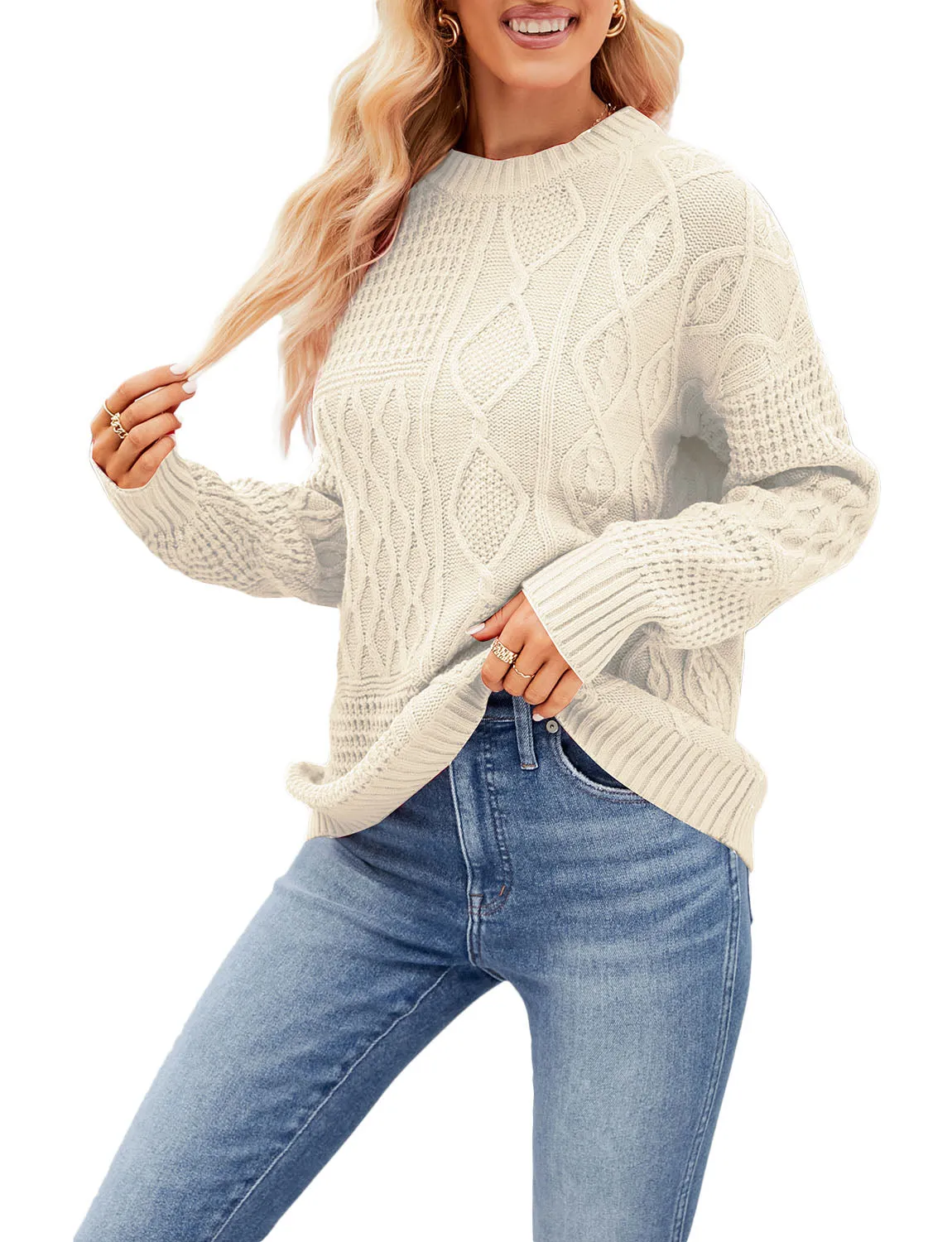 iB-iP Women's Cozy Casual Top Long Sleeve Lightweight Soft Pullover Sweater