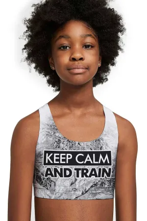 Keep Calm and Train Stella White Seamless Sports Bra Crop Top - Kids