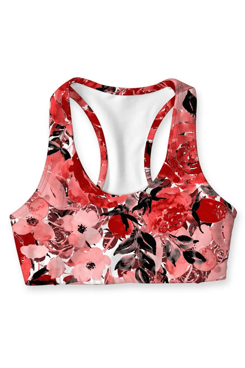 La Fleur Stella Red Seamless Racerback Sport Yoga Bra - Women