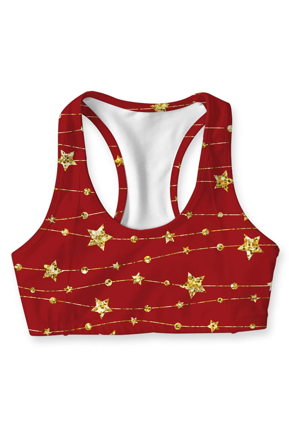 Luxe-Berry Stella Red Print Seamless Racerback Sport Yoga Bra - Women