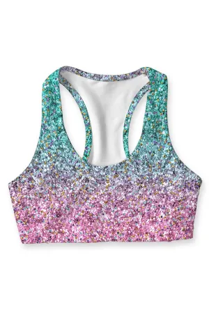 Maldives Stella Pink & Mint Seamless Racerback Sports Bra - Women