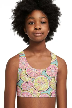 Marmalade Stella Pink Yellow Lemon Seamless Sport Bra Crop Top - Kids