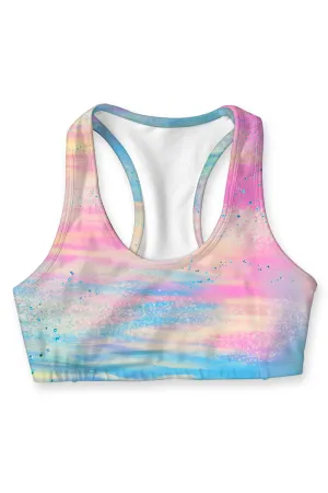 Milkshake Stella Pink & Blue Seamless Racerback Sport Yoga Bra - Women