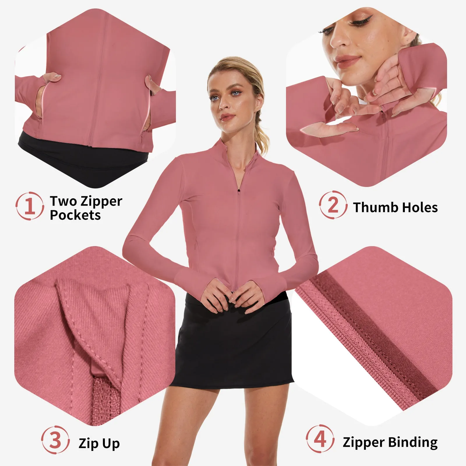 MOTEEPI Thumb Holes Cropped Jackets for Women Running