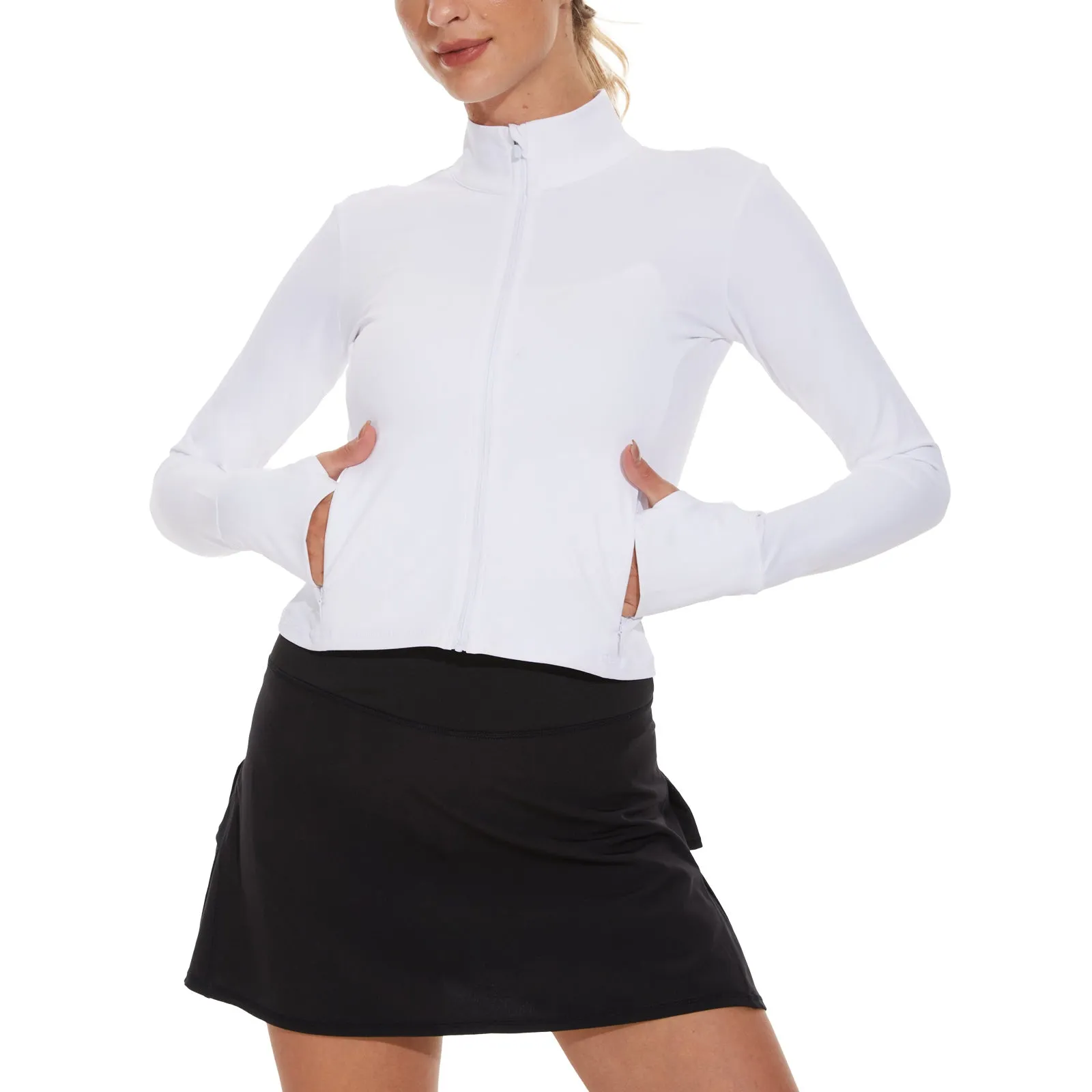 MOTEEPI Thumb Holes Cropped Jackets for Women Running