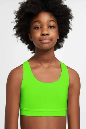 Neon Green UV 50  Stella Lime Seamless Sports Bra Crop Top - Kids