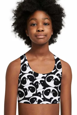 OMG! panda Stella Black & White Seamless Sports Bra Crop Top - Kids