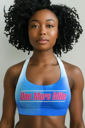 One More Mile Stella Blue Seamless Racerback Running Sport Bra - Women