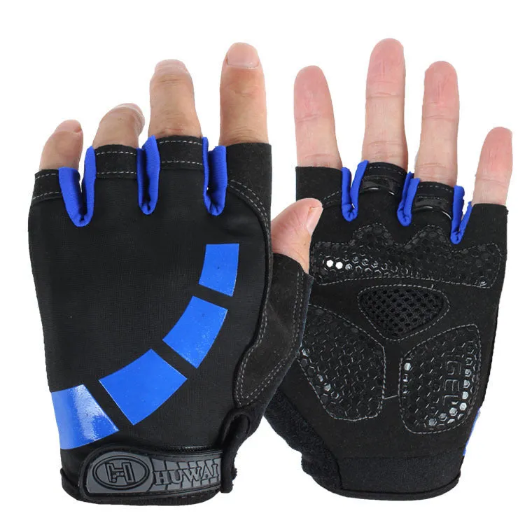 Outdoor fitness wristbands, shock-proof, breathable, sweat-absorbent, non-slip, mountain climbing, half-finger reflective strip gloves, men's