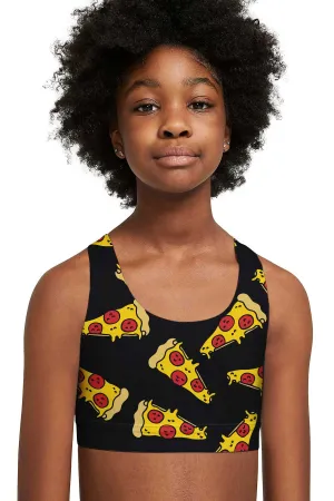 Pepperoni Stella Black Seamless Racerback Sports Bra Crop Top - Kids