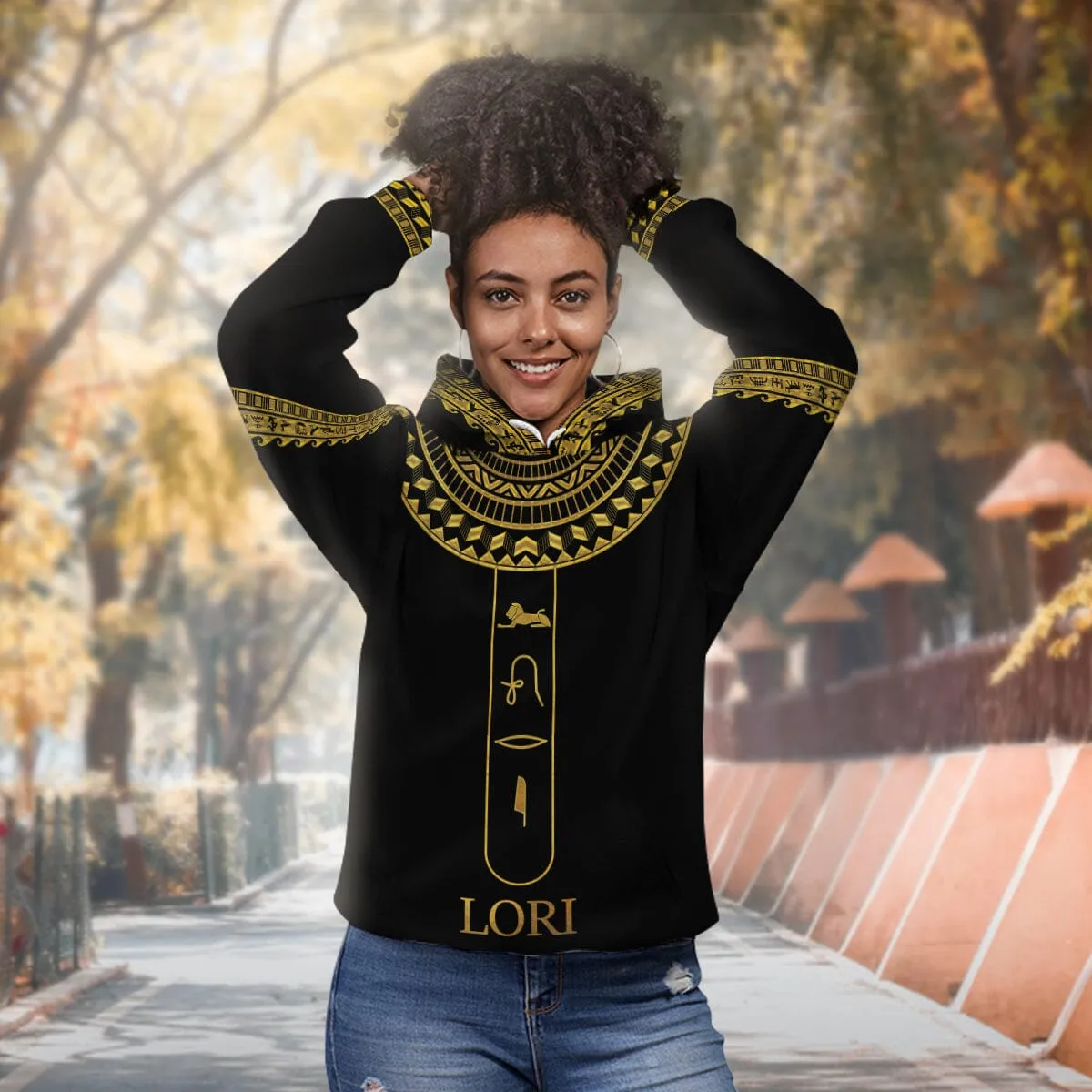 Personalized Egyptian Hieroglyphs Alphabet All-over Hoodie