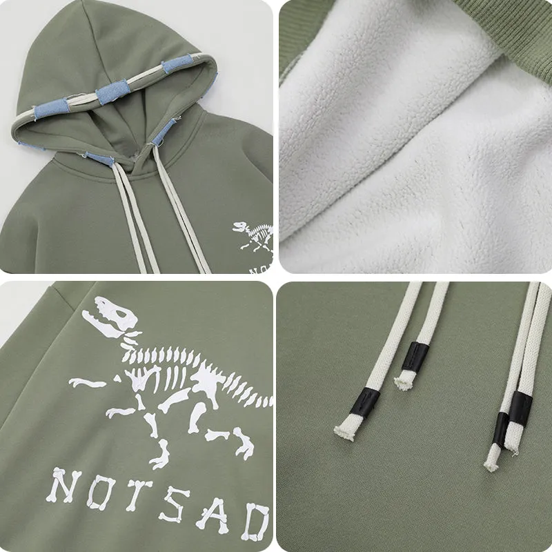 PopFlying Casual Fleece Hoodie Dinosaur Skeleton