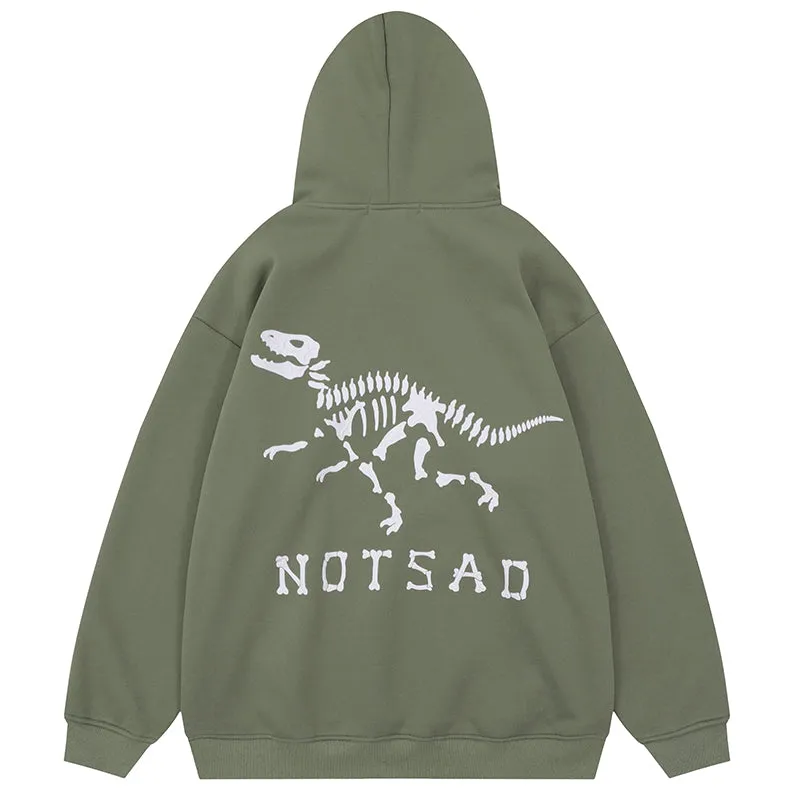 PopFlying Casual Fleece Hoodie Dinosaur Skeleton