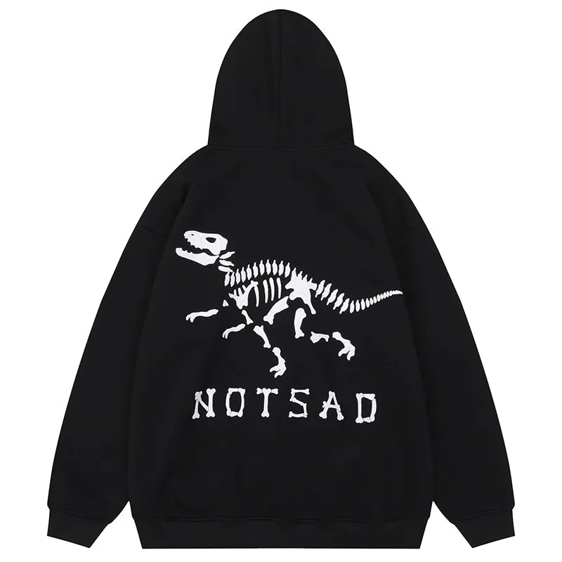 PopFlying Casual Fleece Hoodie Dinosaur Skeleton