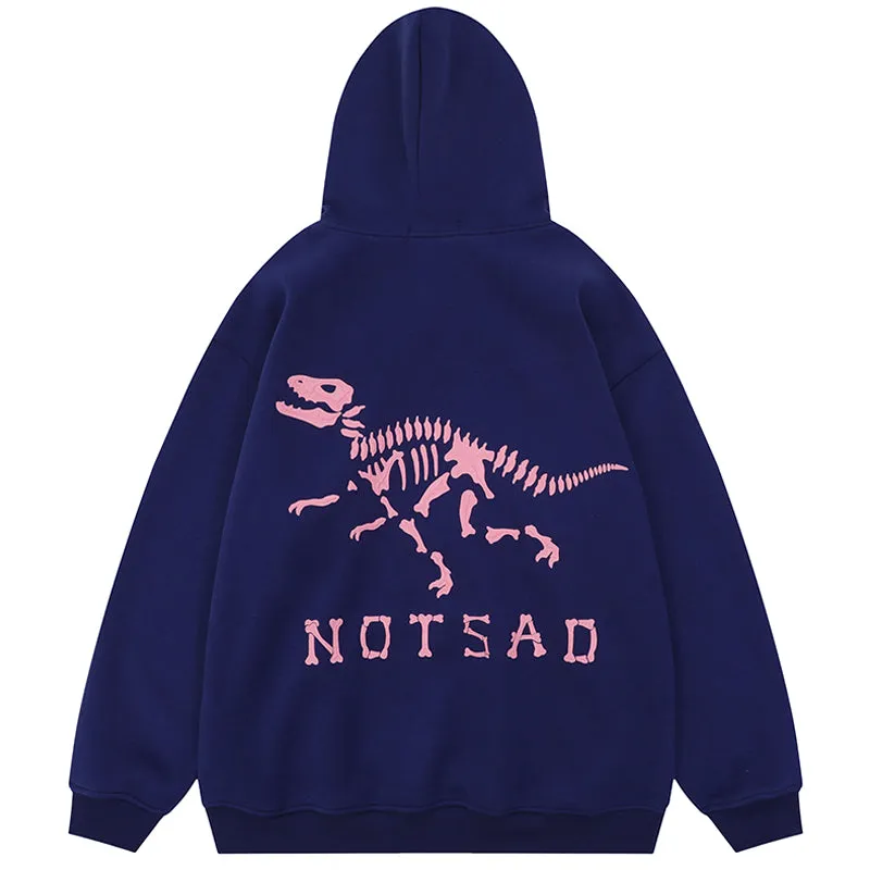 PopFlying Casual Fleece Hoodie Dinosaur Skeleton