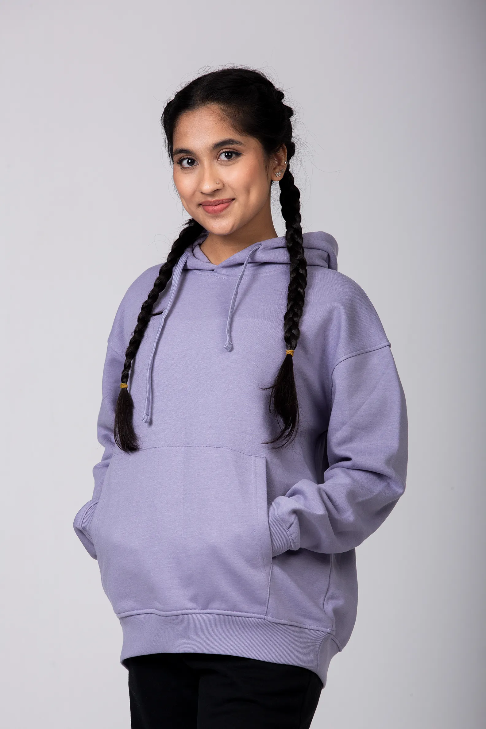 Premium Boxy Drop Shoulder Hoodie | Mint Lavender