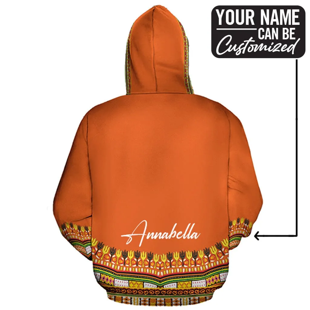 Printed Dashiki In Orange All-over Hoodie