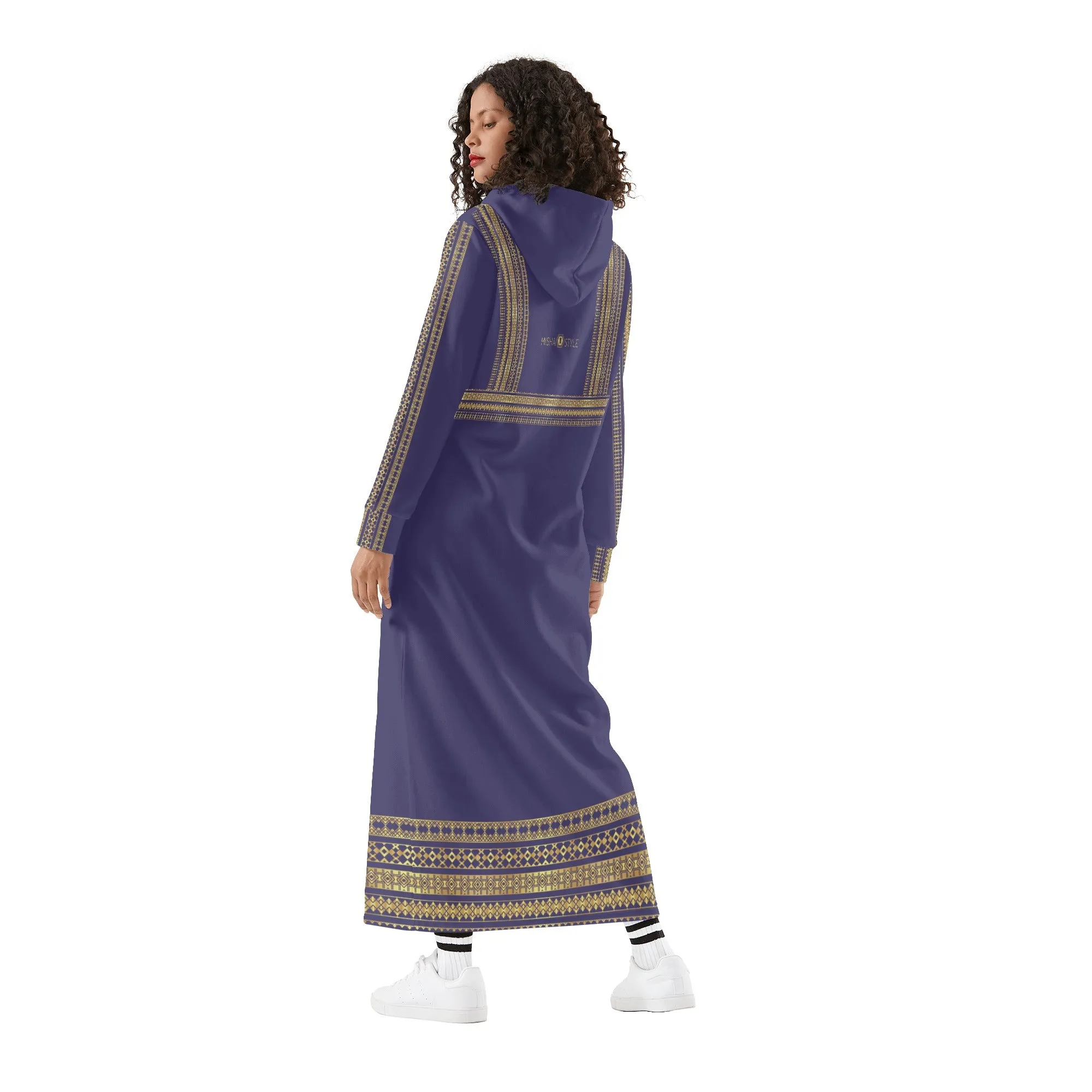 Royal violet Casual Long Hoodie Dress