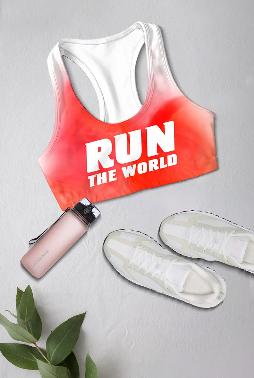 Run the World Stella Red Seamless Racerback Running Sport Bra - Women