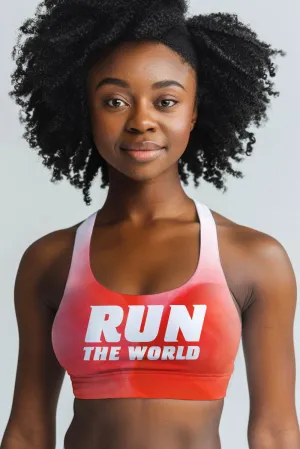 Run the World Stella Red Seamless Racerback Running Sport Bra - Women