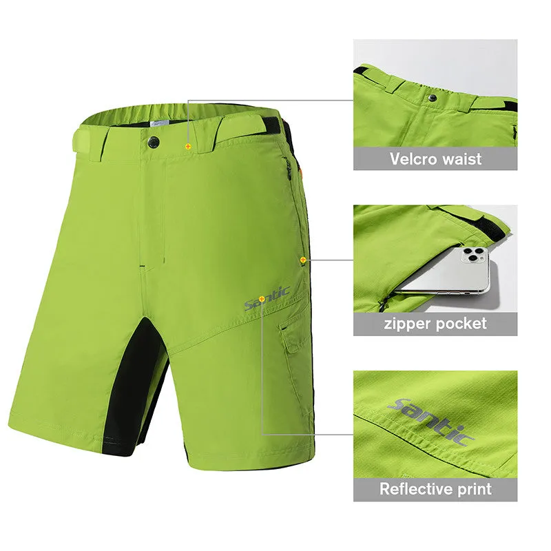 Santic Peak Time Green Men’s Mountain Bike Shorts Loose Fit MTB Shorts