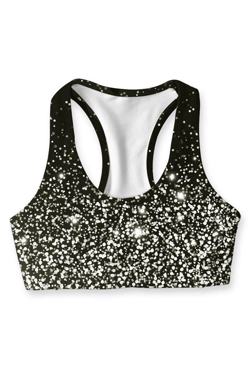 Silver Chichi Stella Black Seamless Racerback Sport Yoga Bra - Women