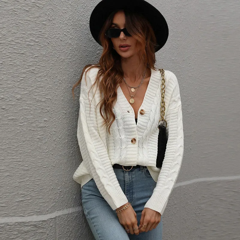 Solid Color Button Cardigan