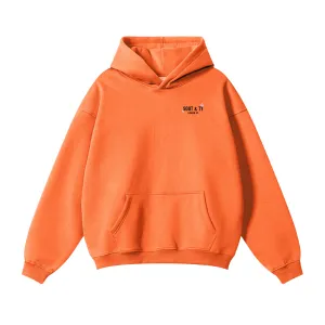 Soot and Ty Reflective Crane Blossom Print Relaxed Fit Orange Hoodie