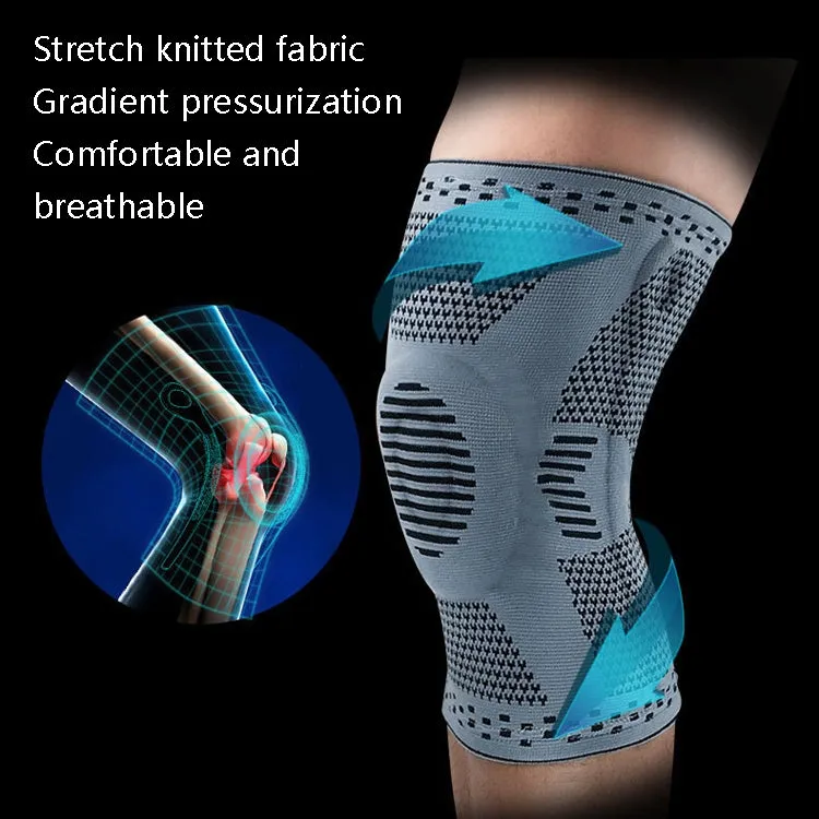 Sports Knee Pads Anti-Collision Support Compression Keep Warm Leg Sleeve Knitting Basketball Running Cycling Protective Gear, Size: XL(Black Gray)