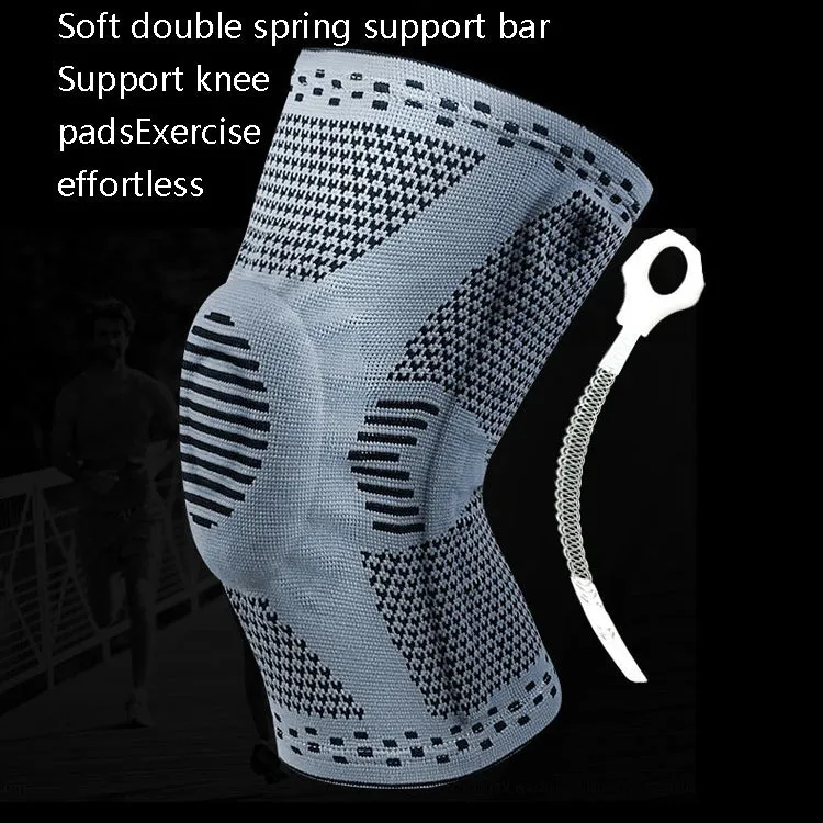 Sports Knee Pads Anti-Collision Support Compression Keep Warm Leg Sleeve Knitting Basketball Running Cycling Protective Gear, Size: XL(Black Gray)