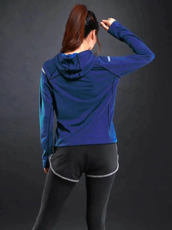 Sports Women's Thin Long Sleeves Hoodie / Gym Fitness Reflective Printing Hoodie - SF0097