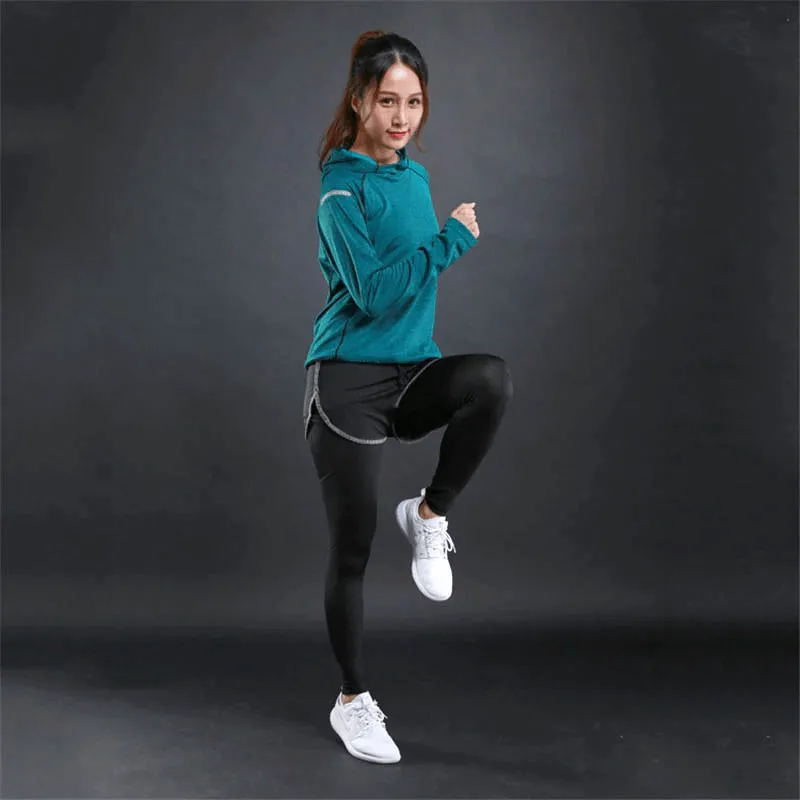 Sports Women's Thin Long Sleeves Hoodie / Gym Fitness Reflective Printing Hoodie - SF0097