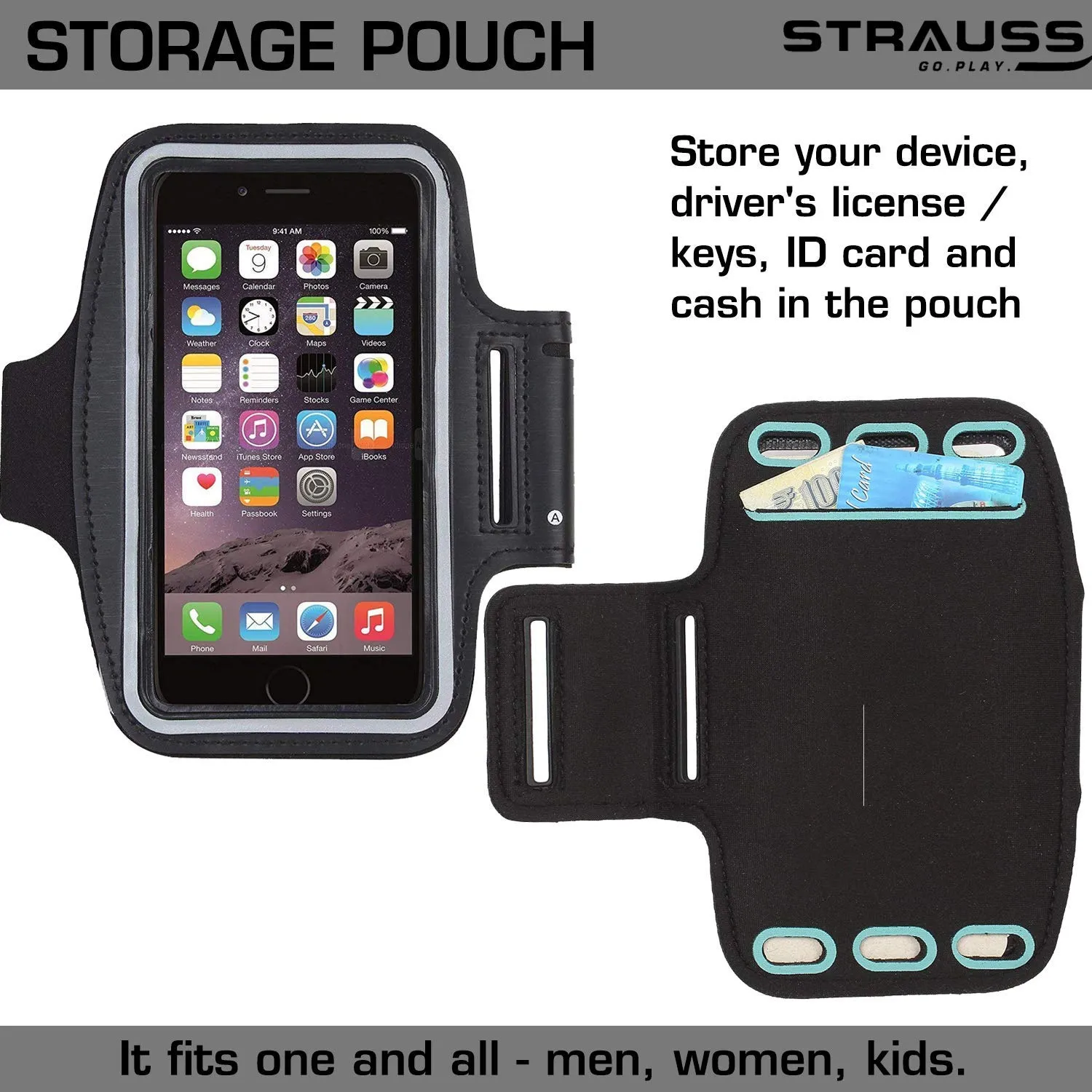 Strauss Sports Mobile Arm Band, (Black)