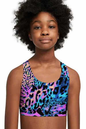 Trendsetter Stella Blue & Pink Seamless Sports Bra Crop Top - Kids