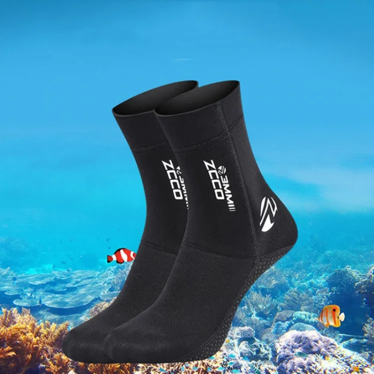 ZCCO 3mm Warm Non-Slip Diving Socks Anti-Wear Ankle Fins, Size:41-42(Black)